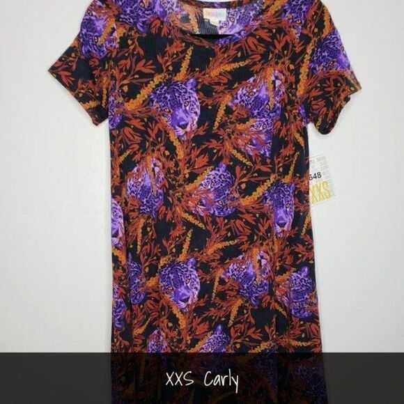 LuLaRoe Carly Dress XXS Purple Cheetah NWT - Picture 1 of 2